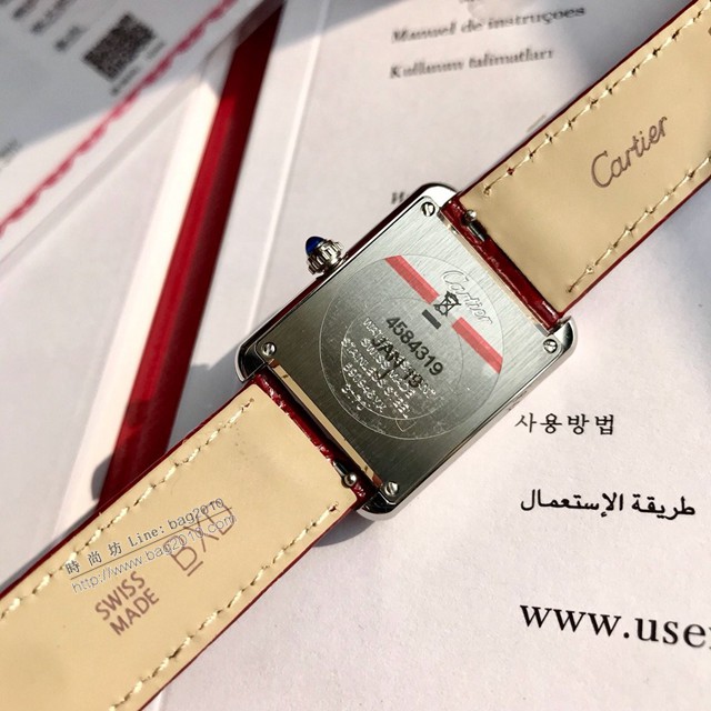 卡地亞專櫃爆款手錶 Cartier經典款高端版坦克鱷魚皮真鑽小號女裝腕表  gjs2100